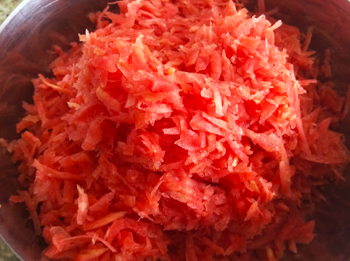 Red carrot shredded